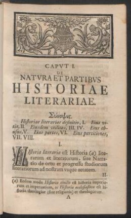 Caput I. De Natura Et Partibus Historiae Literariae