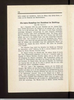 Die letzten Kampftage des Bataillons im Weltkriege