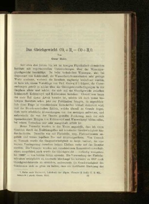 Das Gleichgewicht CO2 + CO = H2O.