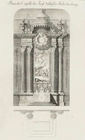 Wermsdorf, Schloss Hubertusburg, Altarentwurf, Stich, 1727