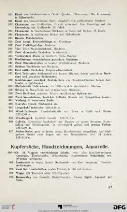 Kupferstiche, Handzeichnungen, Aquarelle (Nr. 848-896)