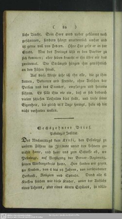 Sechszehnter Brief. Pestalozzis Institut