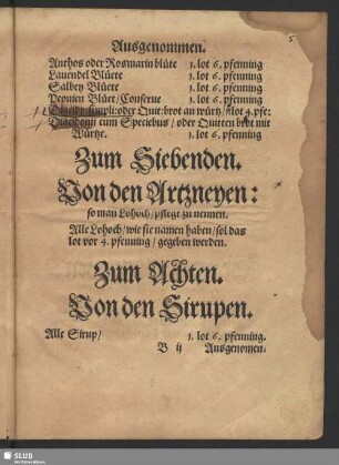 Zum Siebenden. Von den Artzneyen: so man Lohoch, pflegt zu nennen