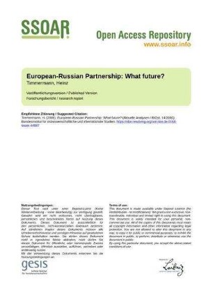 European-Russian Partnership: What future?