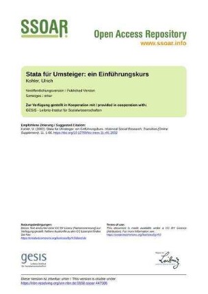Stata für Umsteiger: ein Einführungskurs