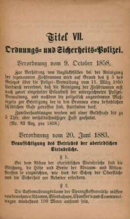 Titel VII. Ordnungs- und Sicherheits-Polizei.