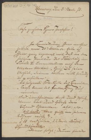 Brief an Friedrich Wilhelm Jähns : 03.11.1878