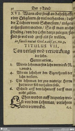 Titulus VII. Von verlust und verwirckung der Lehn