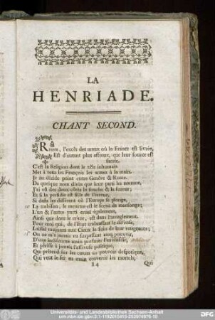 La Henriade. Chant Second.