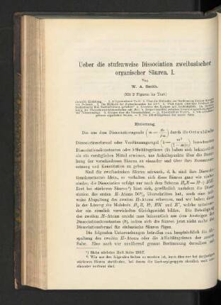 Ueber die stufenweise Dissociation zweibasischer organischer Säuren. I.