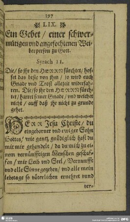 LIX. Gebet, einer schwermütigen und angefochtenen Weibeßperson