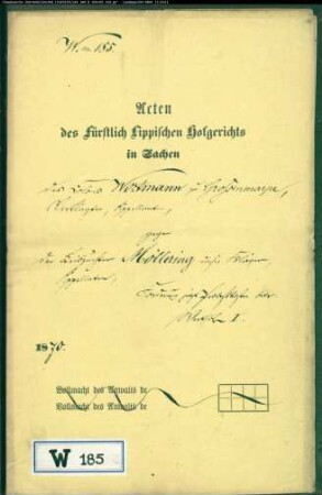 Wortmann in Großenmarpe gegen Leibzüchter Möllering zu Großenmarpe