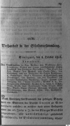 161. Sitzung, Stuttgart, 8.10.1816