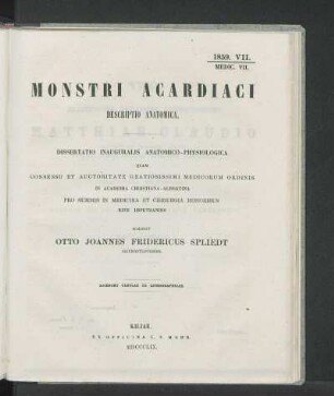 Monstri Acardiaci Descriptio Anatomica.