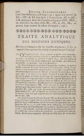 Traitè Analytique. Des Sections Coniques.