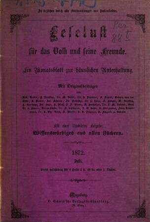 Leselust für das Volk und seine Freunde : ein Monatsblatt zur häuslichen Unterhaltung, 1872,7/12