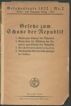 Gesetze zum Schutze der Republik