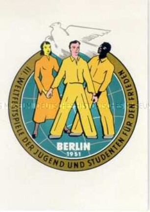 Postkarte zu den III. Weltfestspielen der Jugend und Studenten in Berlin