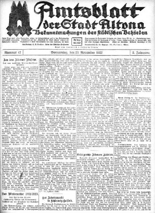 Nummer 47 : Donnerstag, den 23. November 1922