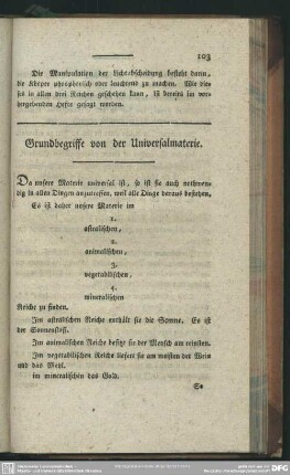 Grundbegriffe von der Universalmaterie