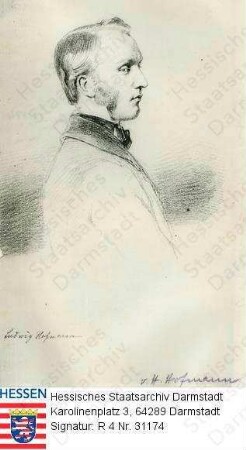 Hofmann, Ludwig (1830-1857) / Porträt, Halbfigur, linksgewandt, linksblickend