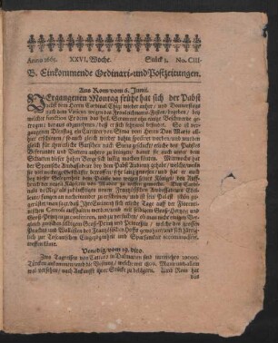 Anno 1665. XXVI. Woche. Stück 3. No. CIII.