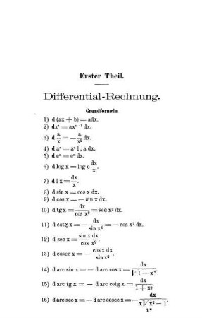 Erster Theil. Differenzial-Rechnung.
