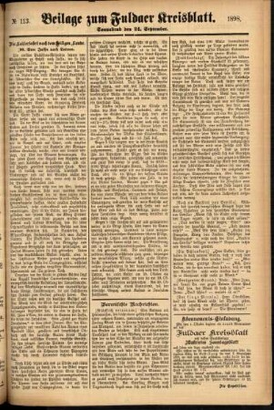 Zweite Ausgabe vom Samstag, den 24. September 1898.