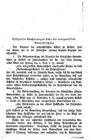 Offizielle Aeußerungen über die reorganisirte Gewerbeschule : Sprechsaal