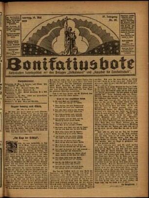 Erste Ausgabe vom Sonntag, den 16. Mai 1920.