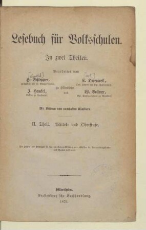 Theil 2 = Mittel- und Oberstufe, [Schülerband]: [Theil 2 = Mittel- und Oberstufe, [Schülerband]] : in zwei Theilen