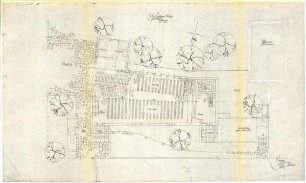 Gsaenger, Gustav; München - Obermenzing, Grünspechtstr. 13; Ev. Notkirche, Bethlehems Kirche, Pfarrhaus - Lageplan m. Grundriss EG