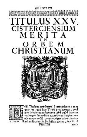 Titulus XXV. Cisterciensium Merita In Orbem Christianum