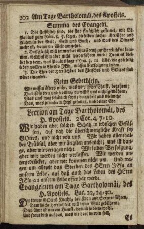 Lection am Tage Bartholomäi des H. Apostels