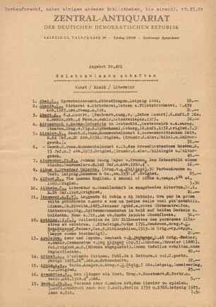 Nr. 401: Geisteswissenschaften Kunst Musik Literatur