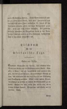 Tischbuch für die Afrikanische Loge.