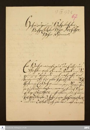 Brief von Johann Daniel Tibbe an August Hermann Francke.