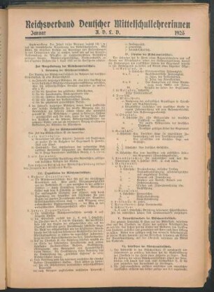 Januar 1925: Reichsverband Deutscher Mittelschullehrerinnen. - Januar 1925