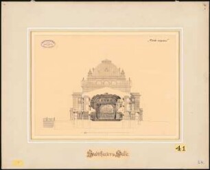 Stadttheater, Halle/Saale 1. Projekt: Querschnitt durch den Zuschauerraum