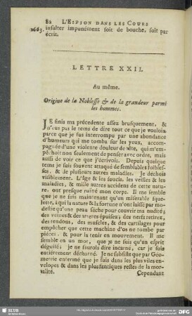 Lettre XXII. Au même