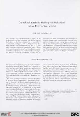 Die keltisch-römische Siedlung von Wallendorf (lokale Untersuchungsebene)