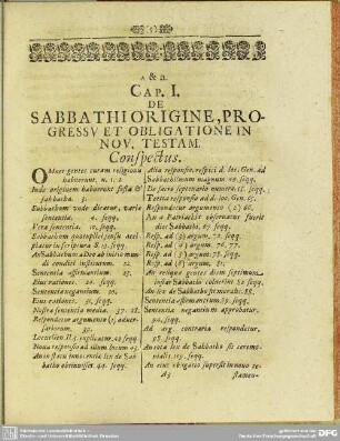 Cap. I. De Sabbathi Origine, Progressu Et Obligatione In Nov. Testam.
