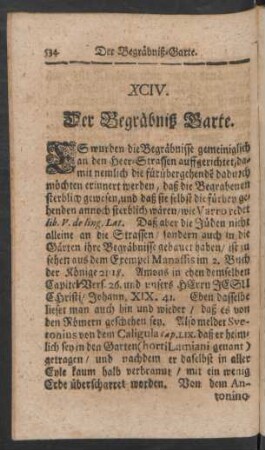 XCIV. Der Begräbniß Garte