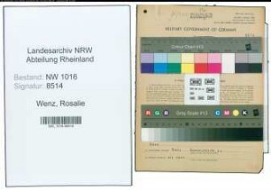 Entnazifizierung Rosalie Wenz , geb. 16.12.1903 ()