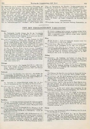 Von den theologischen Fakultäten