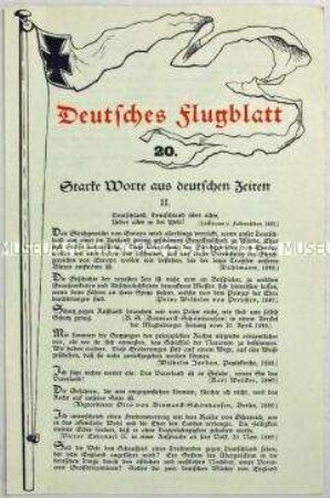 Flugblatt mit patriotischen Aussprüchen bedeutender Persönlichkeiten