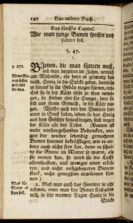 Das fünffte Capitel. Wie man junge Bienen speisen und füttern soll