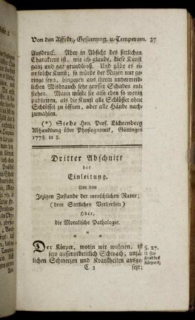 Dritter Abschnitt der Einleitung. Von dem Jezigen Zustande der menschlichen Natur; (dem Sittlichen Verderben).