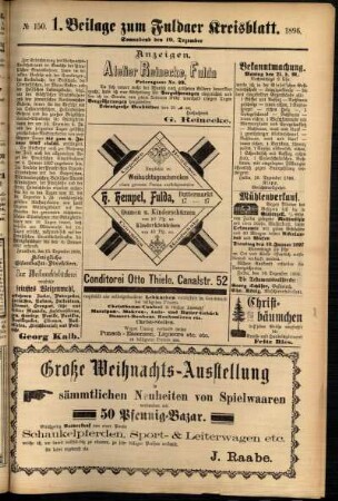 Zweite Ausgabe vom Samstag, den 19. Dezember 1896.