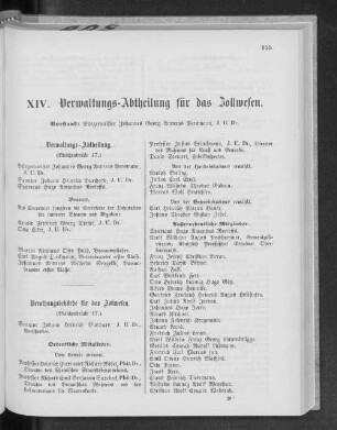 XIV. Verwaltungs-Abtheilung für das Zollwesen.